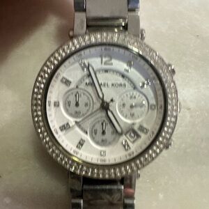 Michael Kors Silver Watch with Crystal Accents